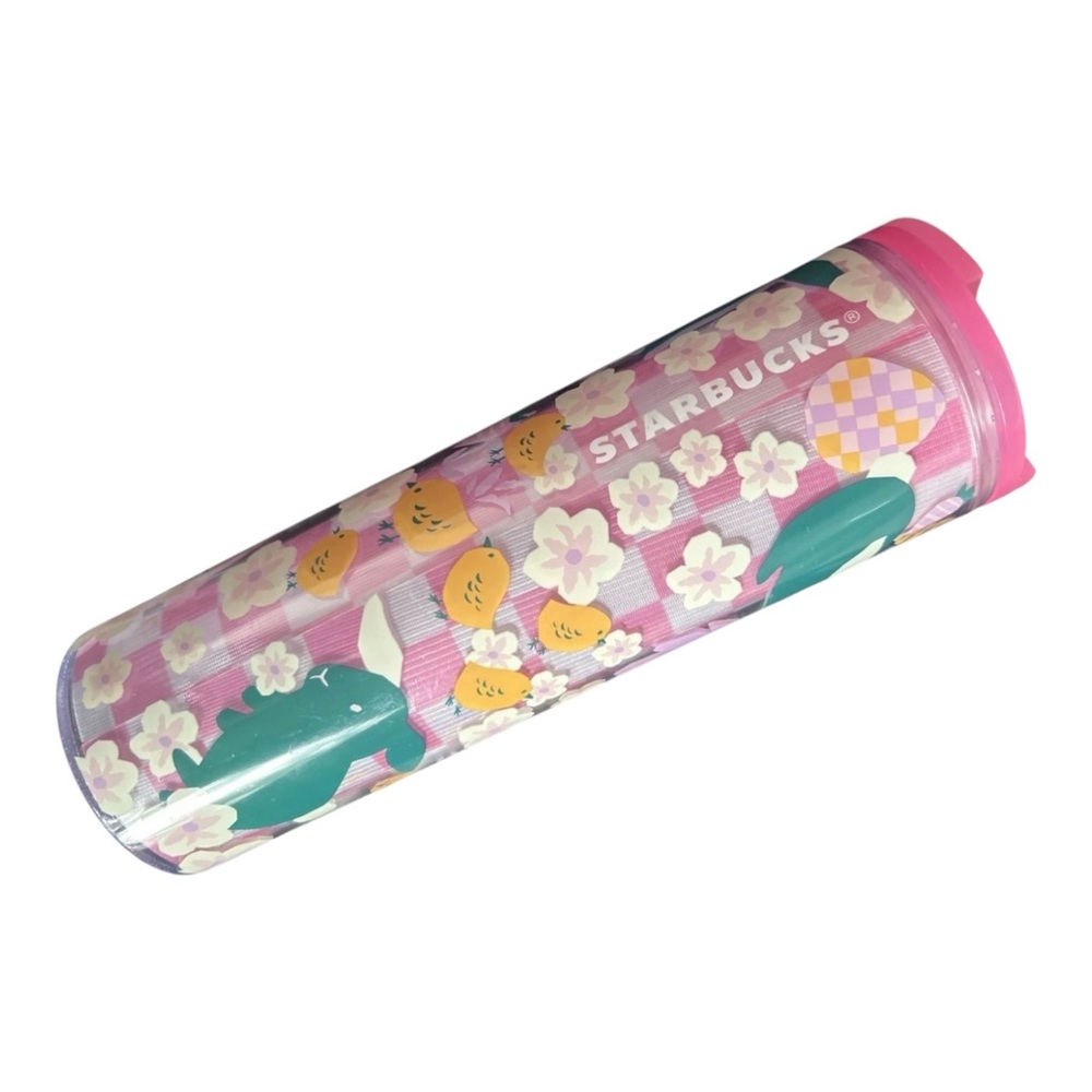 Starbucks Spring 2023 Easter Pink Bunny Floral Garden 16oz bottle tumbler *Read*